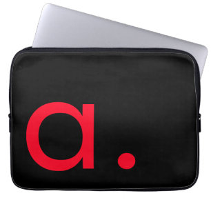 Black Red Monogram Initial Brev Modern Plain Laptop Fodral