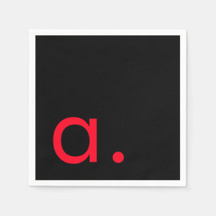 Black Red Monogram Initial Brev Modern Plain Pappersservett
