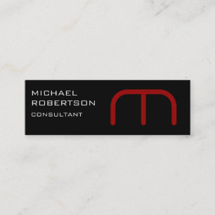 Black Red Monogram Plain Consultant Affärskort Mini Visitkort