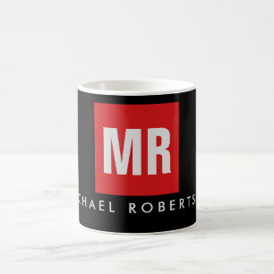 Black Red Monogram - unikt Kaffemugg