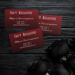 Black Red Ombre Goth Bröllop Gift Register Tilläggskort
