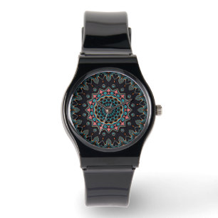 Black Red Orange Blue Boho Mandala Armbandsur