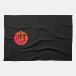 Black Red Orange Scary Full Moon Happy halloween Kökshandduk