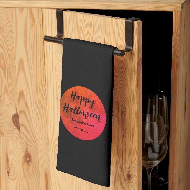 Black Red Orange Scary Full Moon Happy halloween Kökshandduk (Thirds Fold)
