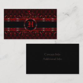 Black & Red Ornate Gothic Monogrammed Visitkort