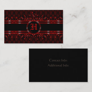 Black & Red Ornate Gothic Monogrammed Visitkort