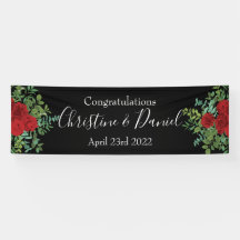 Black & Red Peony & Ro Blommigt Bröllop