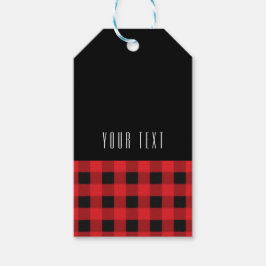 Black & Red Play Buffalo Checker Mönster Modern Presentetikett