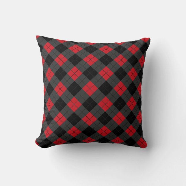 Black Red Play Check Dekorativ kudde (Framsida)