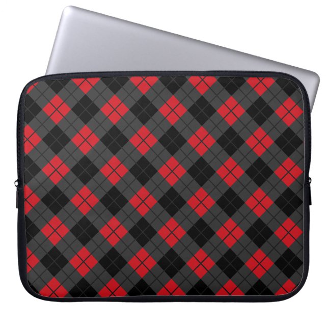 Black Red Play Check Laptop sleeve (Framsidan)