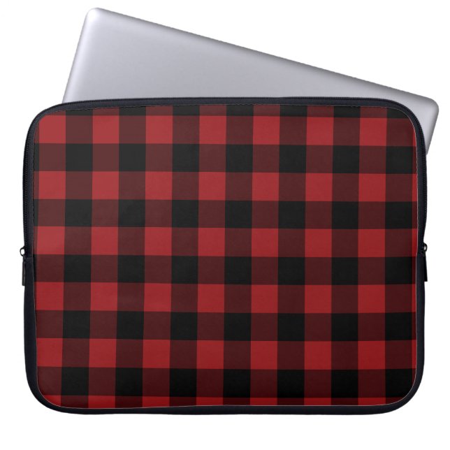 Black Red Play Check Laptop sleeve (Framsidan)