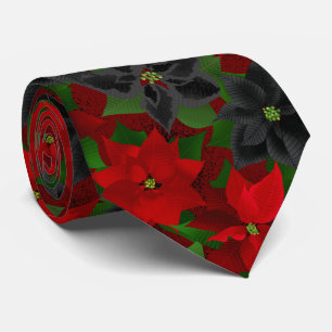 Black Red Poinsettia Goth jul Slips