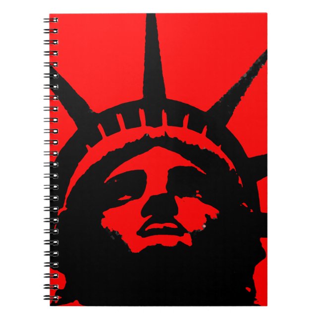 Black Red Pop Art-Frihetsgudinnan - bärbar dator Anteckningsbok (Framsidan)