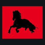 Black Red Pop Art Running Horse Silhouette Poster<br><div class="desc">Black Red Pop Art Running Horse Silhouette/Digital Animal/Horse Art - Horse Head Artwork</div>