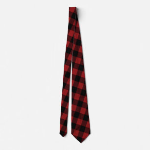 Black Red Pput Check Neck Tie - Buffalo Slips