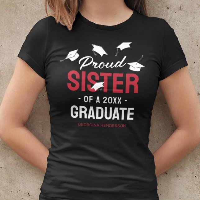 Black Red Proud Sister 2025 Student T Shirt (Skapare uppladdad)