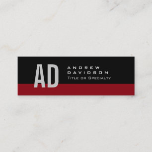 Black Red Rand Grått Monogram Slim Affärskort Mini Visitkort