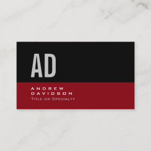 Black Red Rand Grått Monogram Stil Affärskort Visitkort