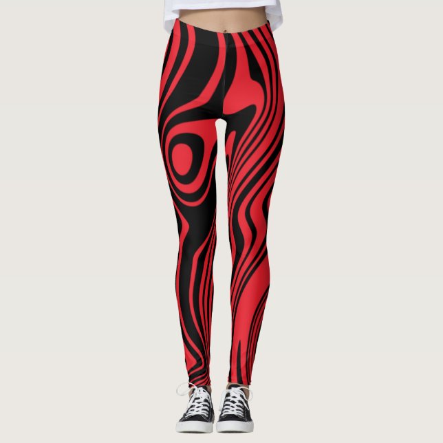 Black Red Rand Leggings - Välj Färg (Framsida)