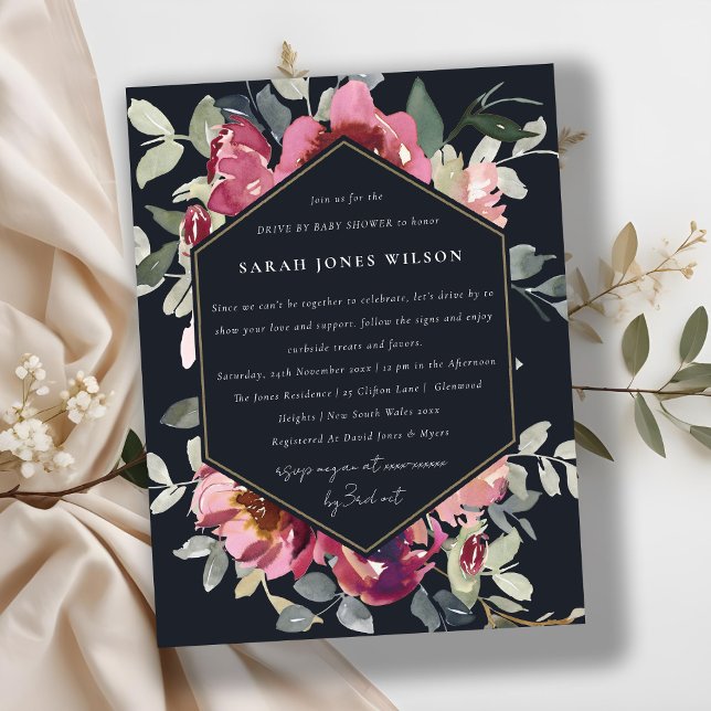 BLACK RED  RO BLOMMIGT ENHET BY BABY SHOWER VYKORT (Skapare uppladdad)
