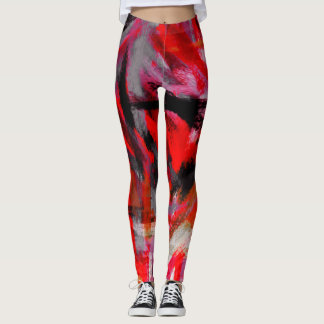 Black Red Rosa Abstrakt Painting #3 Leggings