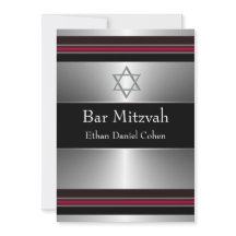 Black Red Silver Star of David Pub Mitzvah
