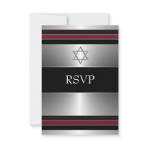 Black Red Silver Star of David Pub Mitzvah OSA