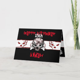 Black & Red Skull Birthday Kort