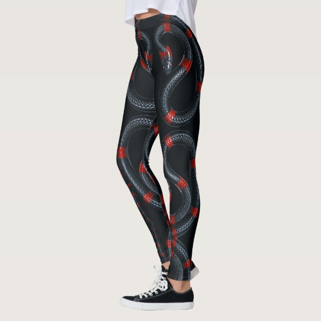 Black & Red Snake on Black Leggings (Vänster)