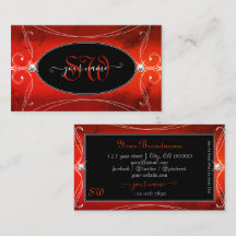 Black Red Squiggled Ornate Gnistra Jewels Monogram