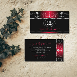 Black Red Squiggles Gnistra Jewels Add Logotyp Orn Visitkort