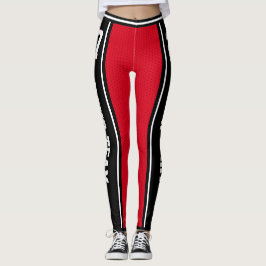 Black Red Stripe-nummer i sportteamet Namn Leggings