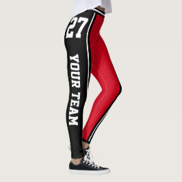 Black Red Stripe-nummer i sportteamet Namn Leggings