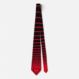 Black Red Stripe Tie med Heart eller Välj Färg Slips