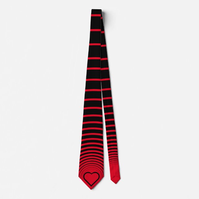 Black Red Stripe Tie med Heart eller Välj Färg Slips (Framsida)