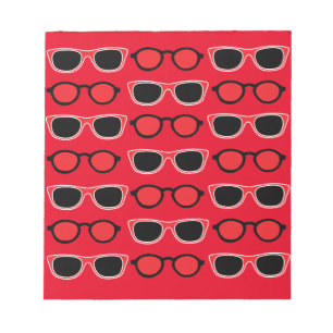 Black Red Sunglasses Mönster Anteckningsblock