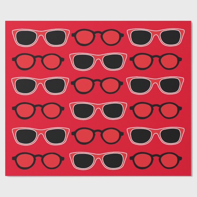 Black Red Sunglasses Mönster Presentpapper (Platt)