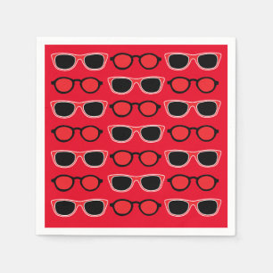 Black Red Sunglasses, sommarstrassel Bassäng Party Pappersservett