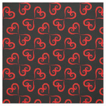 Black Red Swirly Hearts Mönster Elegant Valentine