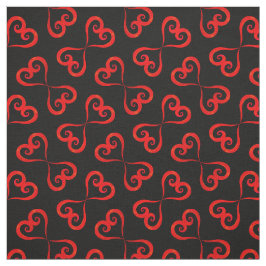 Black Red Swirly Hearts Mönster Elegant Valentine Tyg