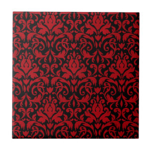 BLACK-RED-SWIRLY KAKELPLATTA