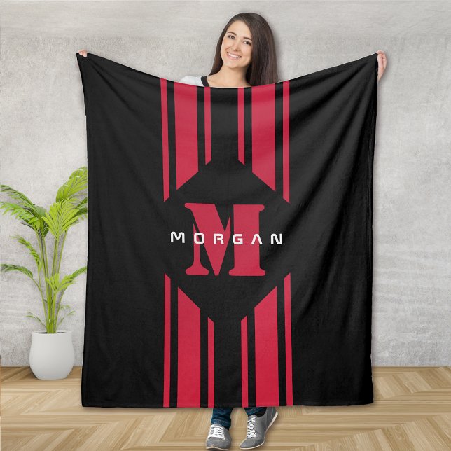 Black Red Tävla Car Rand Monogram Fleecefilt (Skapare uppladdad)
