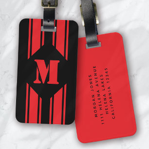Black Red Tävla Rand Monogram Bagagebricka