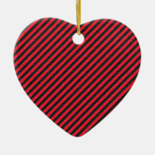 Black Red Thin Diagonal Rand Julgransprydnad Keramik