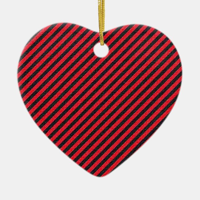 Black Red Thin Diagonal Rand Julgransprydnad Keramik (Framsidan)
