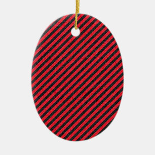 Black Red Thin Diagonal Rand Julgransprydnad Keramik
