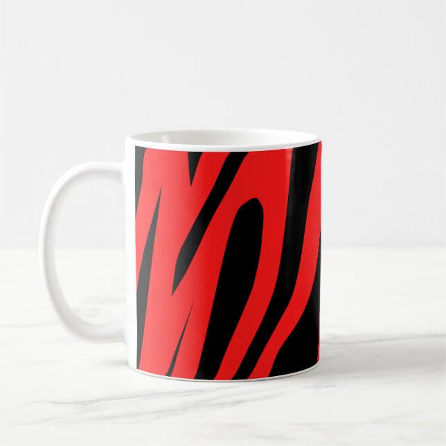 Black - Red Tones Tiger Seamless Mönster Kaffemugg (Vänster)
