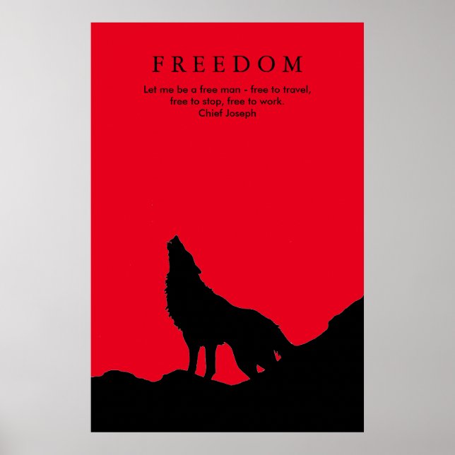 Black & Red Varg Silhouette på Backe Poster (Framsidan)