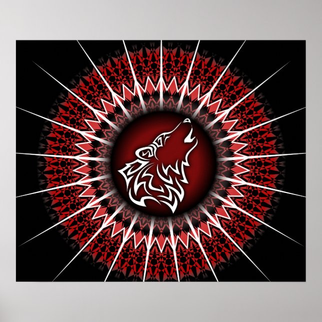 Black Red Varg Tribal Animal Poster (Framsidan)