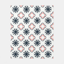 Black Red Vintage Blommigt Moroccan Mosaic Mönster Fleecefilt